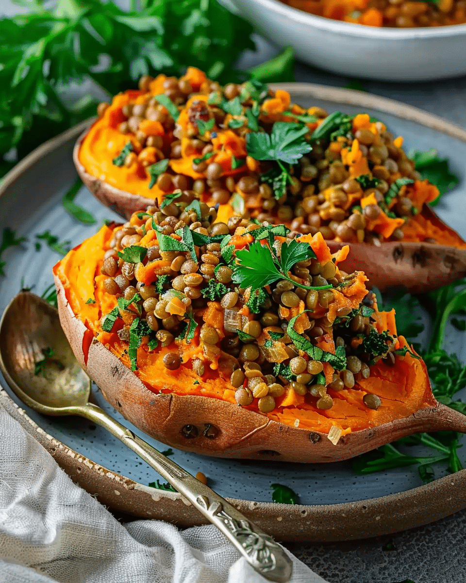 Lentil Stuffed Sweet Potatoes Recipe