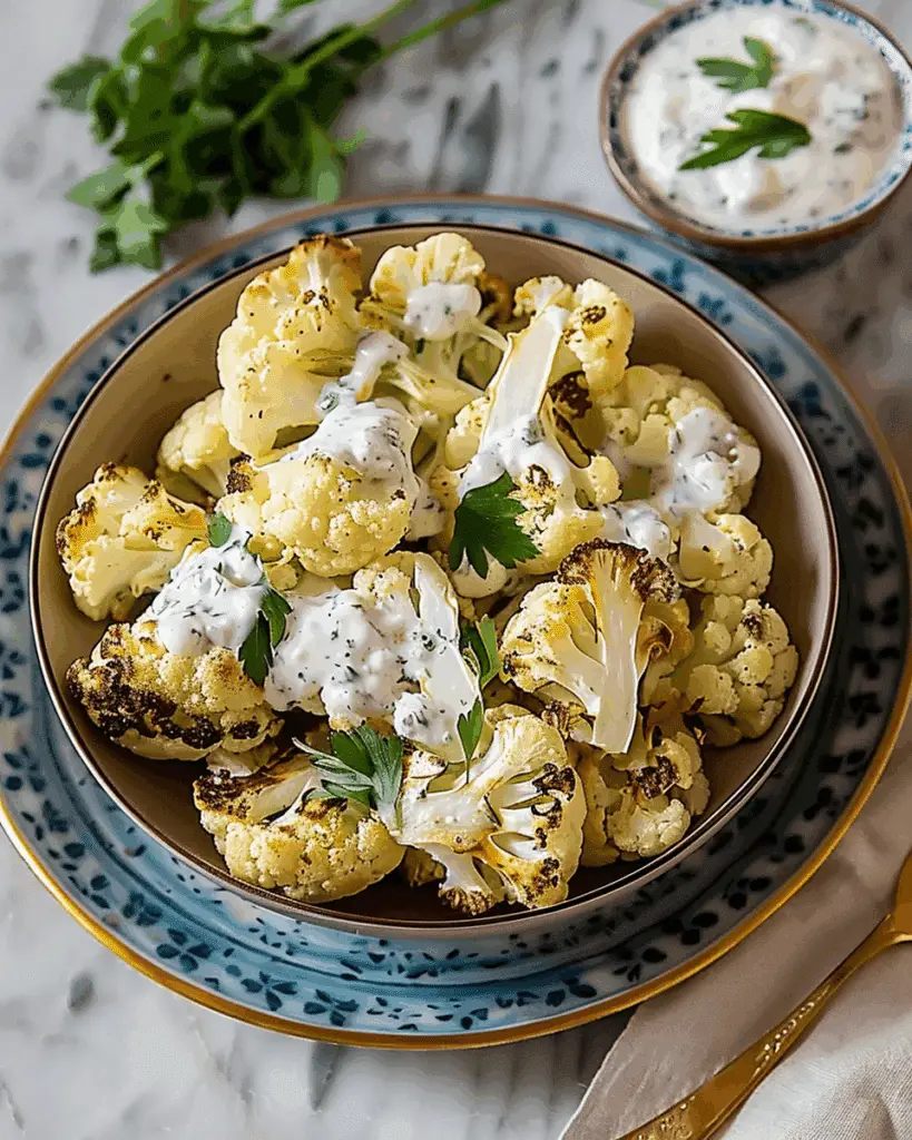 Roasted Cauliflower With Tahini Ranch | Kitchen Loving