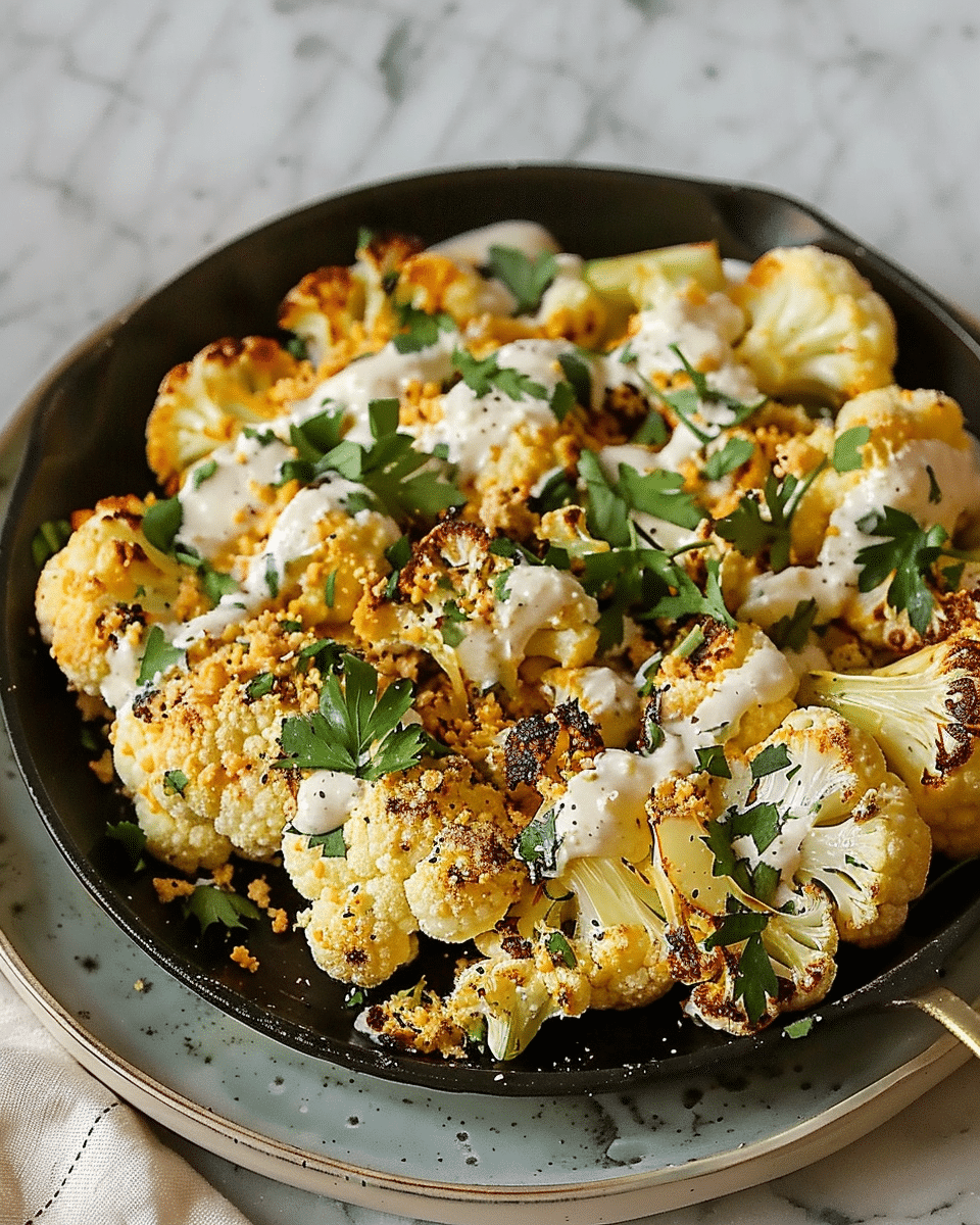 Roasted Cauliflower With Tahini Ranch