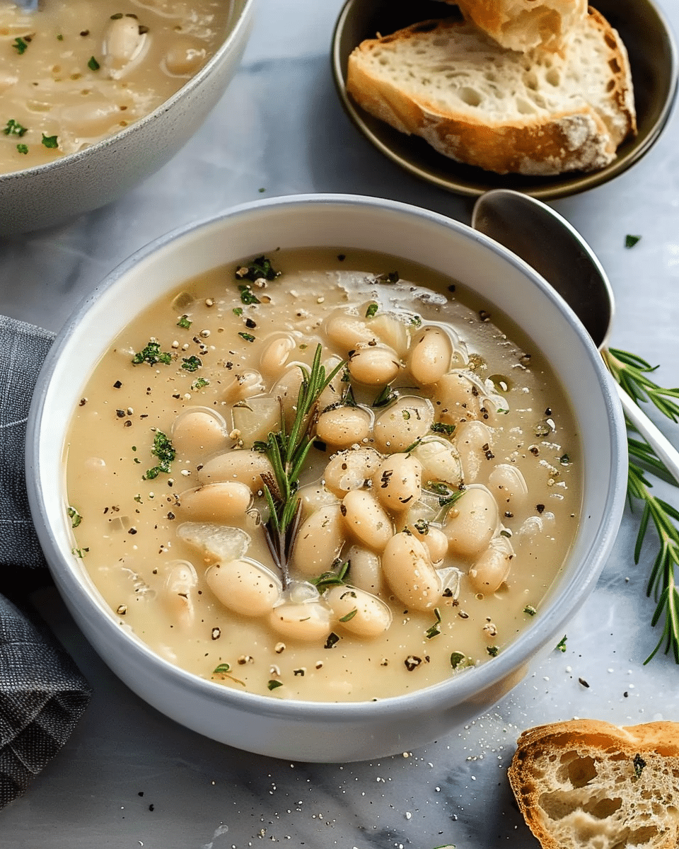 Easy Rosemary Garlic White Bean Soup