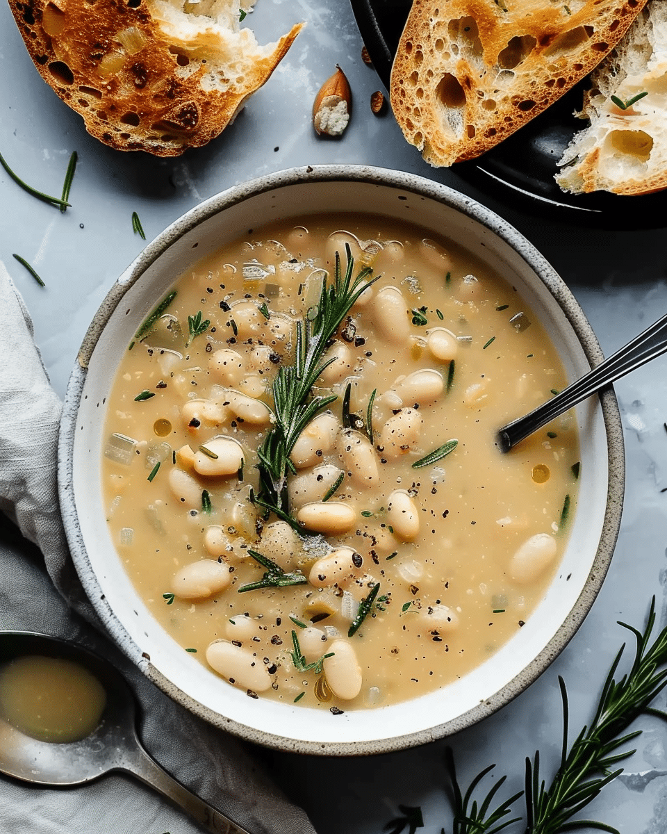 Easy Rosemary Garlic White Bean Soup