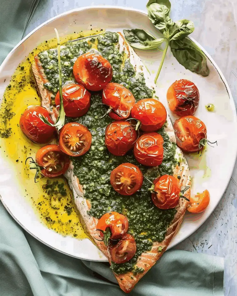 Salmon With Pesto And Blistered Tomatoes