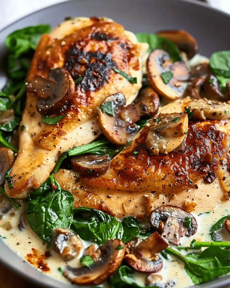 Spinach and Mushroom Smothered Chicken