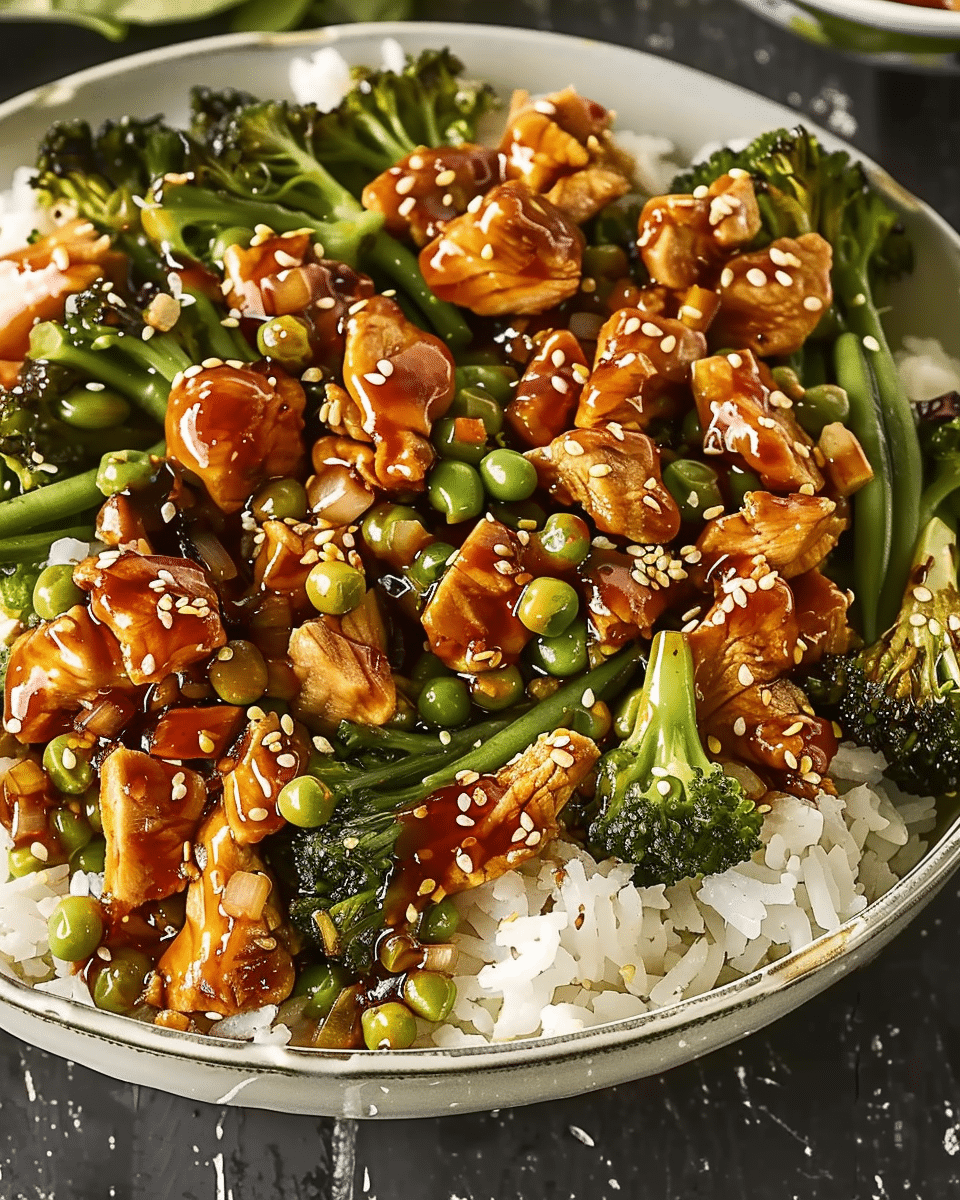 Teriyaki Ground Turkey, Broccoli and Peas