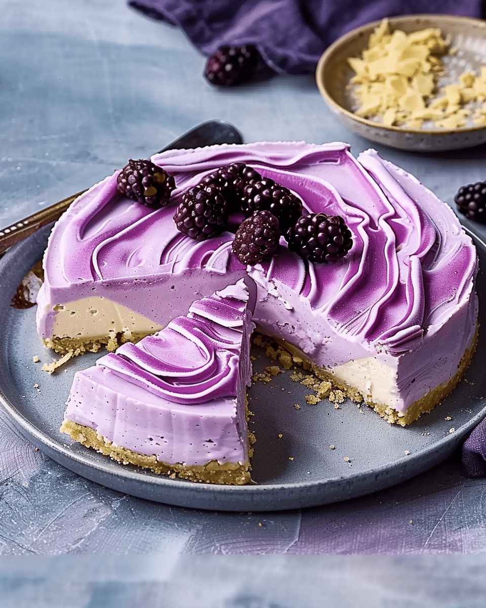 Ube Swirl No-Bake Cheesecake Recipe