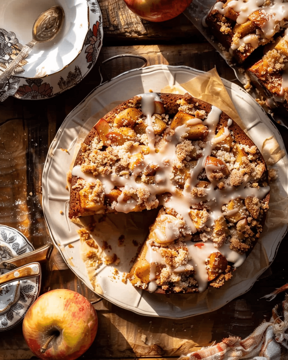 Glazed Honeycrisp Apple Fritter Cake