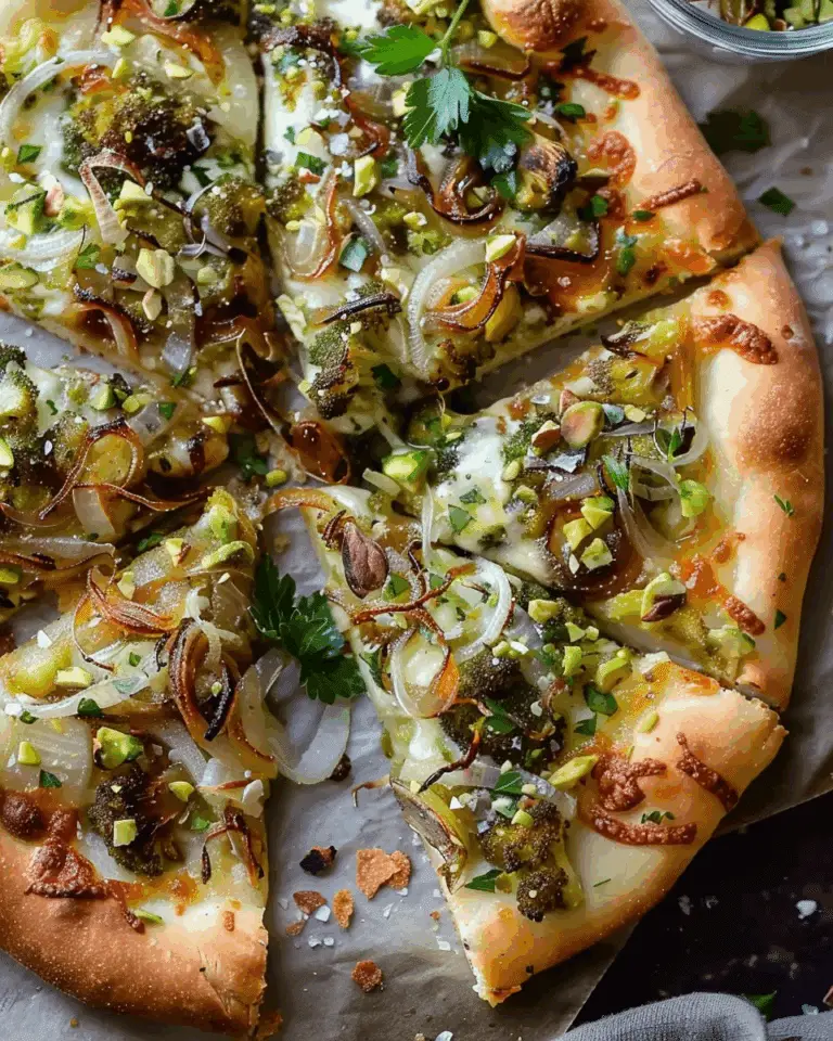 Brussels, Caramelized Onion, and Pistachio Pizza