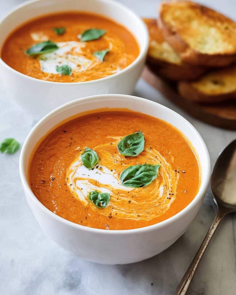 Creamy Roasted Tomato Soup with Basil and Parmesan Recipe