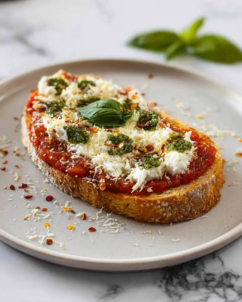 15-Minute Cottage Cheese Pizza Toast Recipe