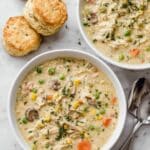 Creamy Chicken Pot Pie Soup with Vegetables and Herbs Recipe