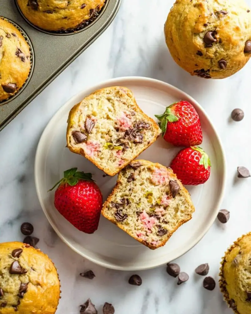 Chocolate Chip Zucchini Strawberry Muffins Recipe