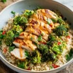 Easy Grilled Chicken and Broccoli Bowls with Creamy Garlic Sauce Recipe