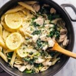 Lemon Chicken Pasta with Spinach and Leeks Recipe