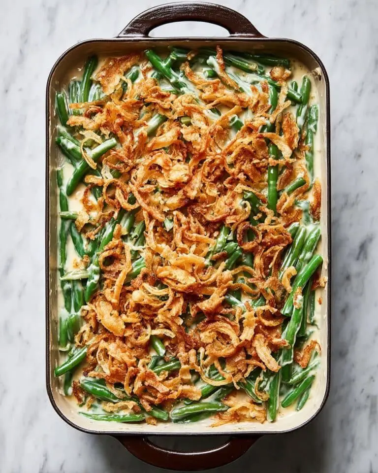Green Bean Casserole Recipe with Creamy Sauce and Crispy Fried Onions Recipe