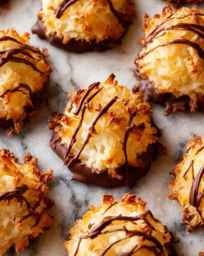 Chocolate Drizzled Coconut Macaroons Recipe