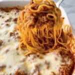 Spaghetti Alfredo with Meat Sauce and Melted Mozzarella Recipe