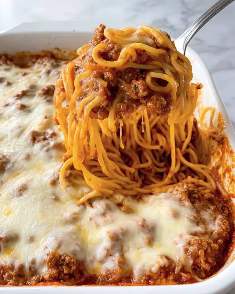 Spaghetti Alfredo with Meat Sauce and Melted Mozzarella Recipe