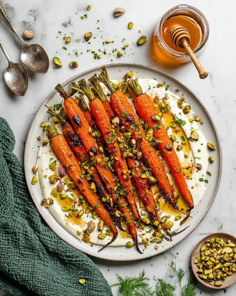 Roasted Carrots with Whipped Feta, Honey, and Pistachios Recipe