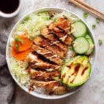 Crispy Chicken Katsu Bowls with Pickles and Thin Sliced Cabbage Recipe