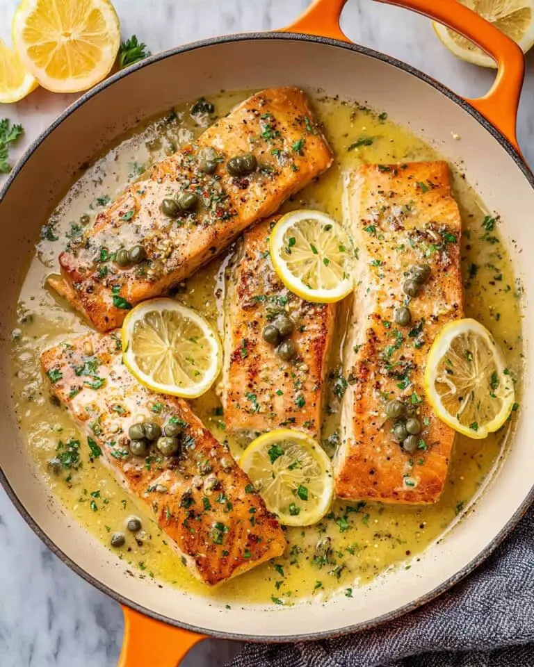 Salmon Piccata Recipe with Lemon, Capers, and Creamy Sauce Recipe