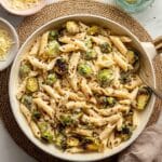 Creamy Roasted Brussels Sprouts Pasta with Garlic Parmesan Recipe