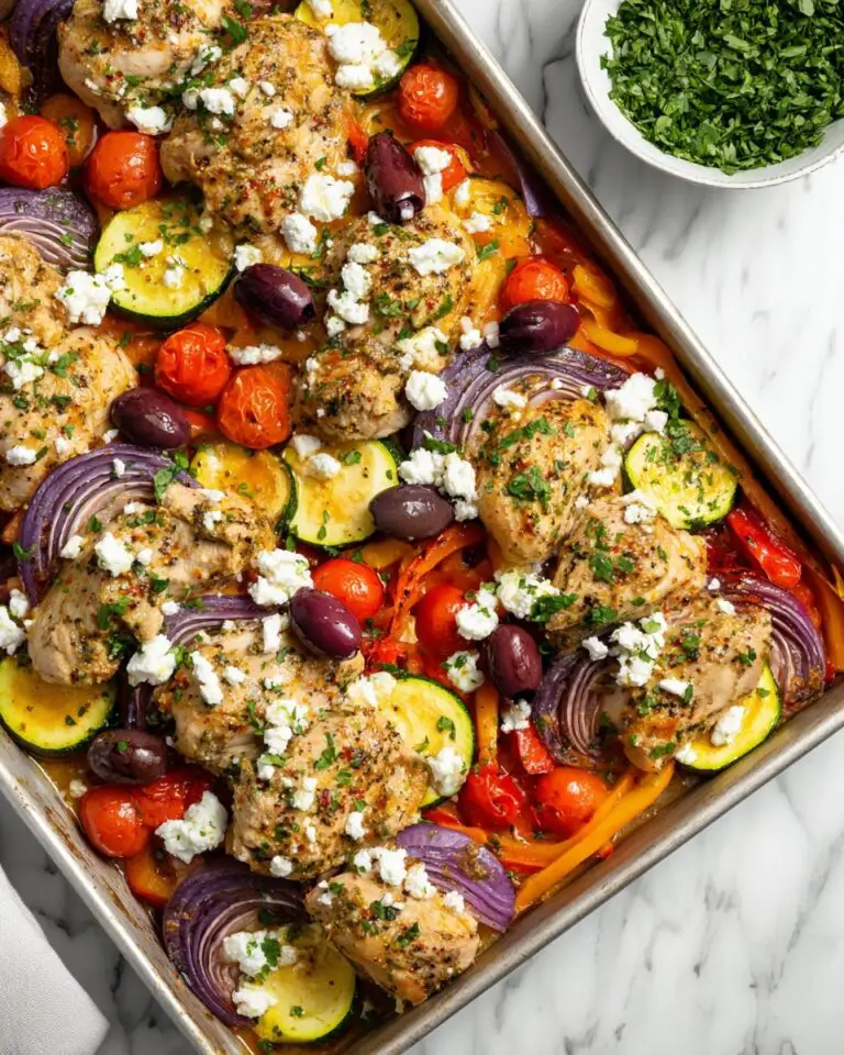 Greek Sheet Pan Chicken with Veggies, Feta, and Kalamata Olives Recipe