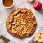 Rustic Homemade Apple Galette with Caramel Sauce and Vanilla Ice Cream Recipe