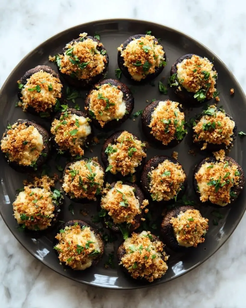 Stuffed Mushrooms with Cream Cheese, Parmesan, and Crispy Panko Recipe