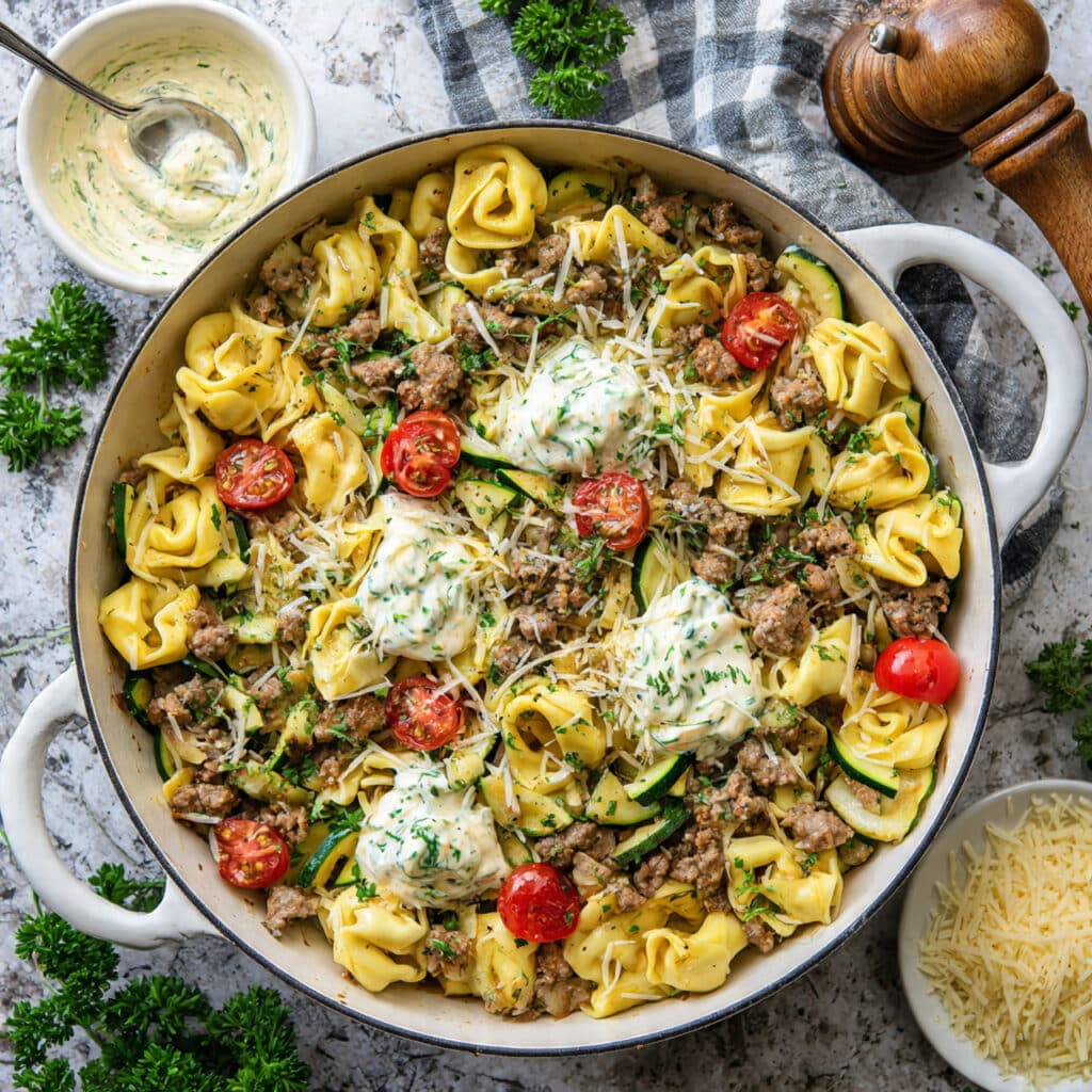 Garlic Parmesan Steak Tortellini Recipe