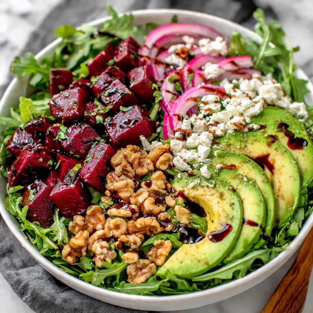 Roasted Beet & Arugula Salad with Feta and Walnuts Recipe