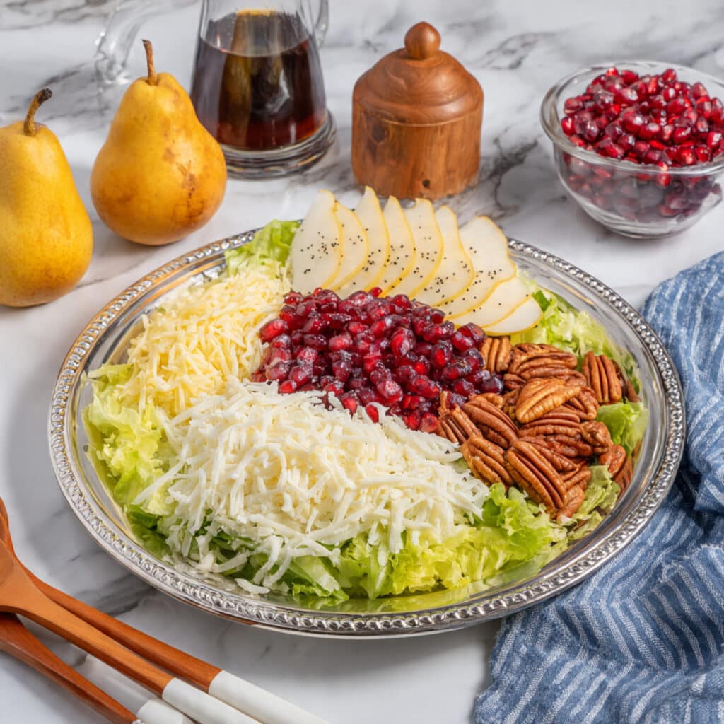 Winter Pear, Pomegranate & Swiss Salad with Poppy Seed Dressing Recipe