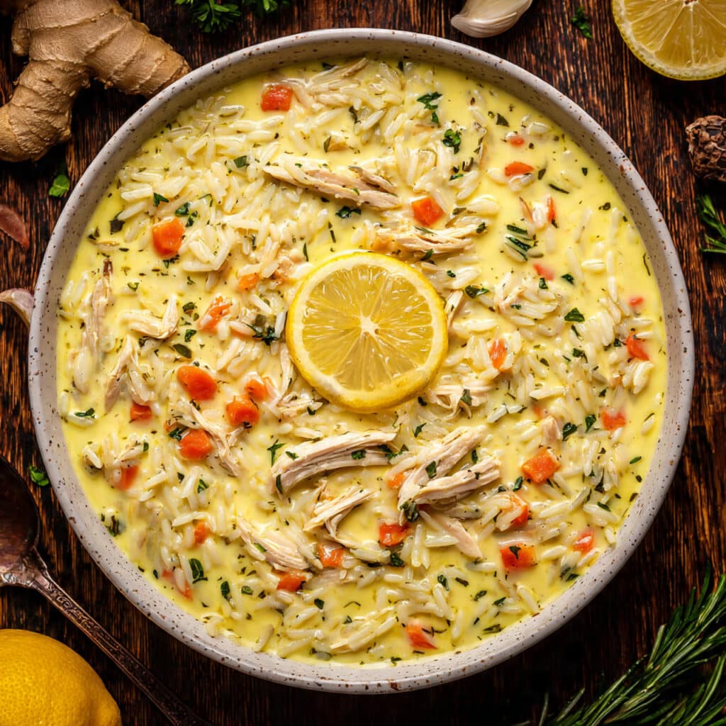 Lemon Ginger Turmeric Chicken and Rice Soup Recipe
