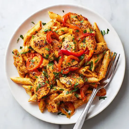 Rasta Pasta with Jerk Chicken and Bell Peppers Recipe