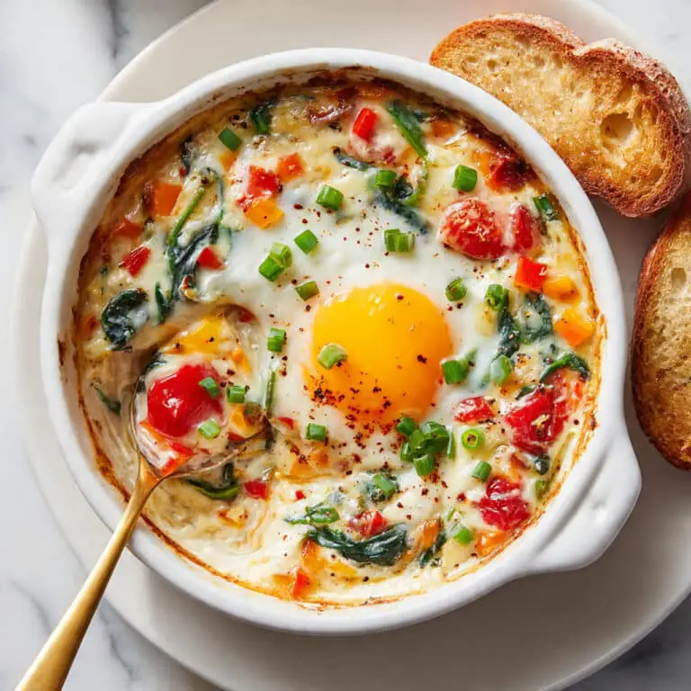 Baked Feta Eggs with Spinach and Tomatoes Recipe