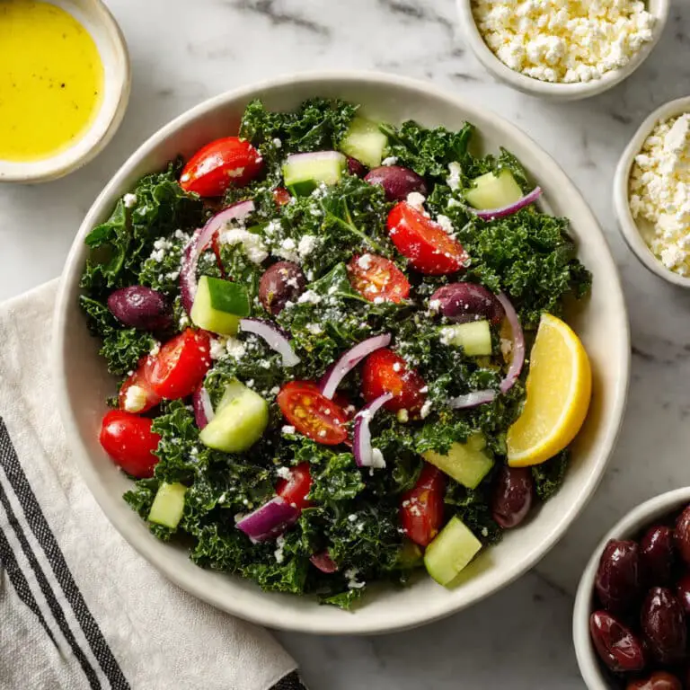 Greek Kale Salad with Lemon Olive Oil Dressing Recipe