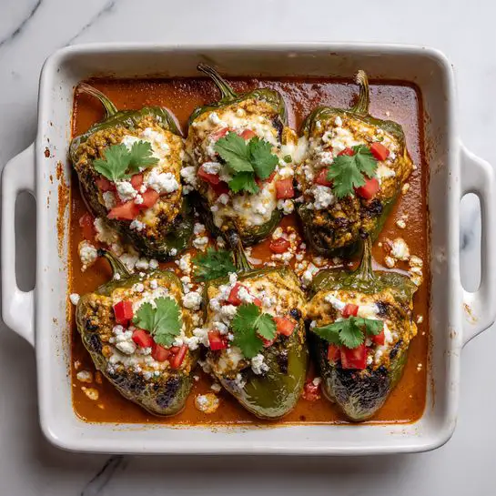 Baked Chile Relleno with Green Chile and Corn Filling Recipe