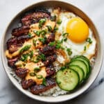 Korean BBQ Steak Rice Bowls with Spicy Cream Sauce Recipe