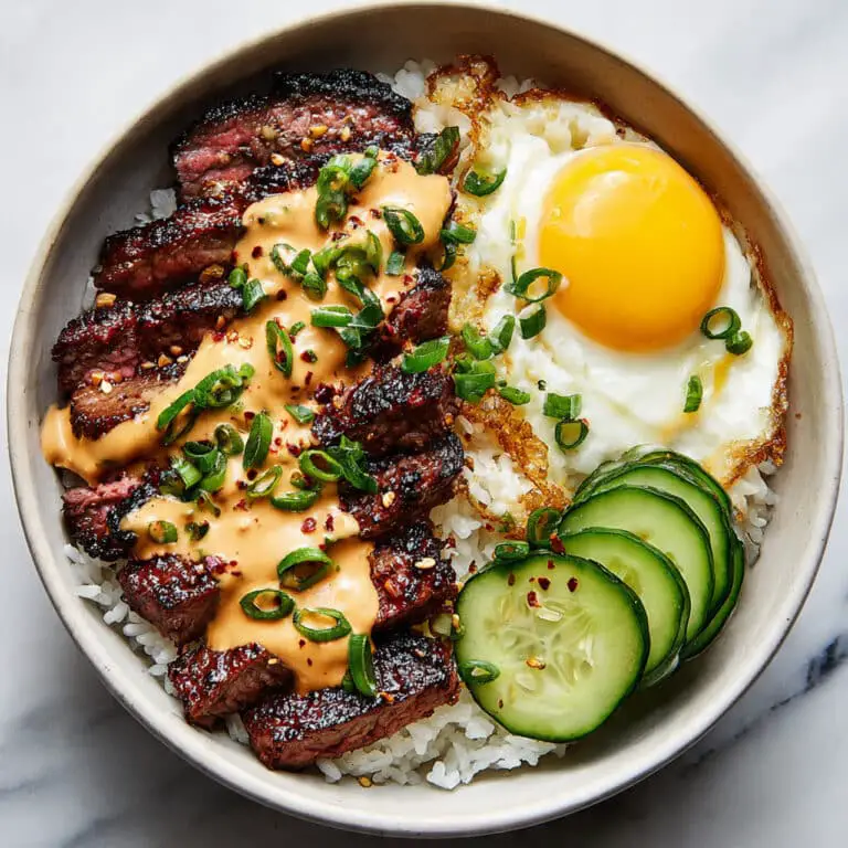 Korean BBQ Steak Rice Bowls with Spicy Cream Sauce Recipe