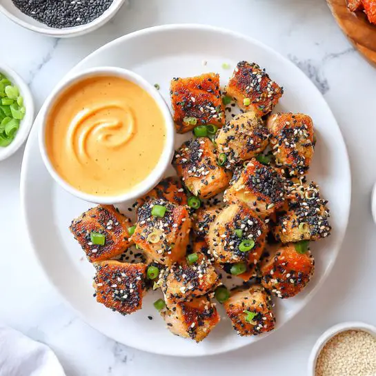 Air Fryer Spicy Honey Salmon Bites Recipe