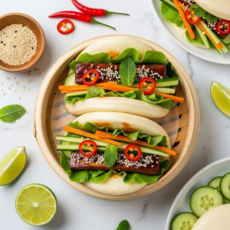 Steamed Bao Buns with Marinated Tempeh and Fresh Fixings Recipe