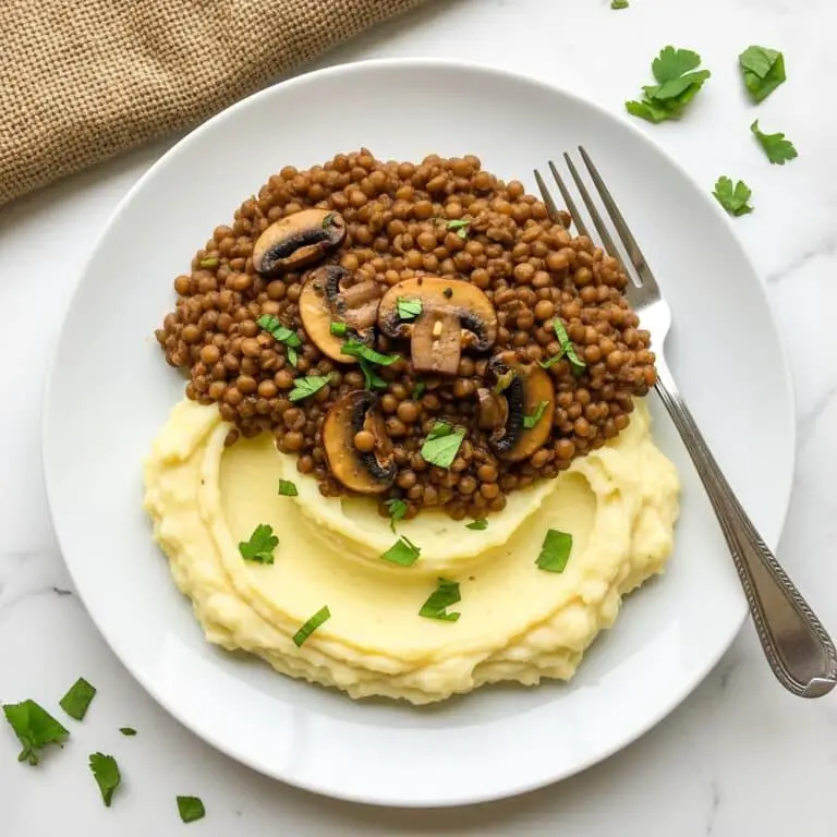 Lentil Mushroom Stew over Mashed Potatoes Recipe