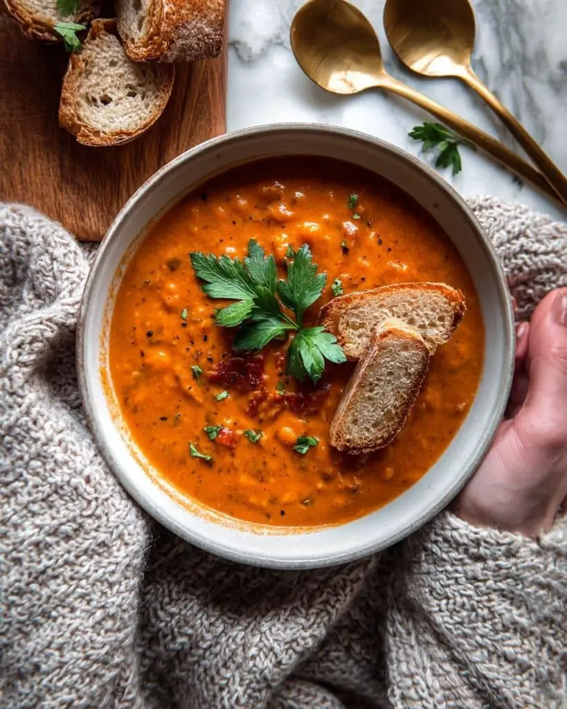 Creamy Lentil Sun-dried Tomato Soup Recipe