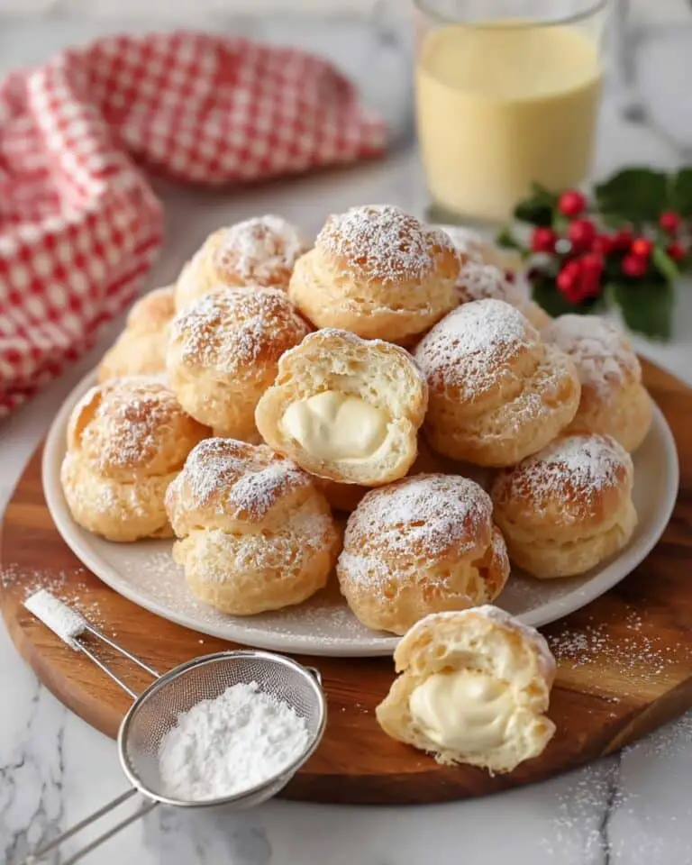 Eggnog Cream Puffs with Eggnog Pastry Cream and Whipped Cream Recipe