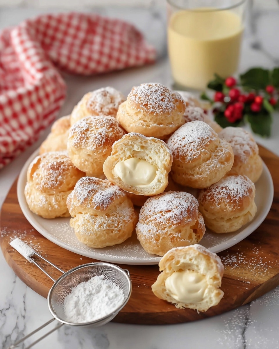 Eggnog Cream Puffs with Eggnog Pastry Cream and Whipped Cream Recipe