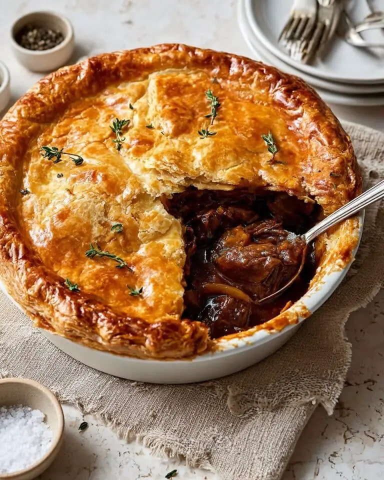 Hearty Slow-Cooked Steak Pie with Puff Pastry Recipe