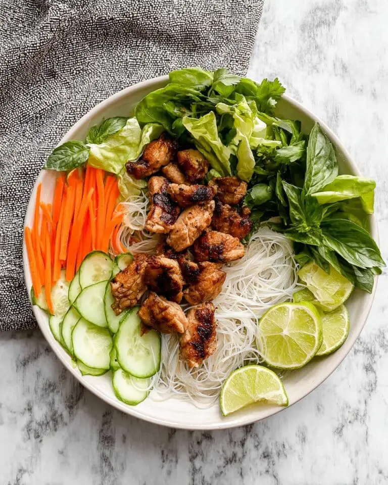 Vietnamese Noodle Bowl with Lemongrass Chicken and Fresh Vegetables Recipe
