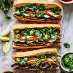 Vietnamese Pork Bănch Mi Sandwich with Pickled Vegetables and Fresh Herbs Recipe