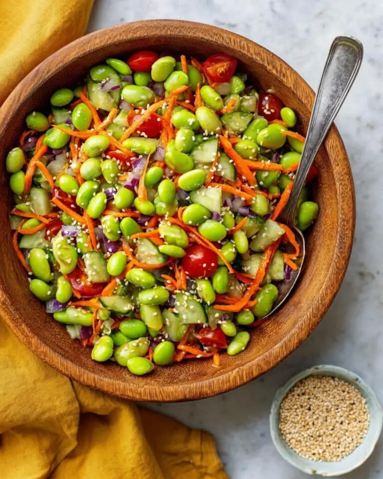 Edamame Salad with Cucumber, Cherry Tomatoes, and Ginger-Garlic Dressing Recipe