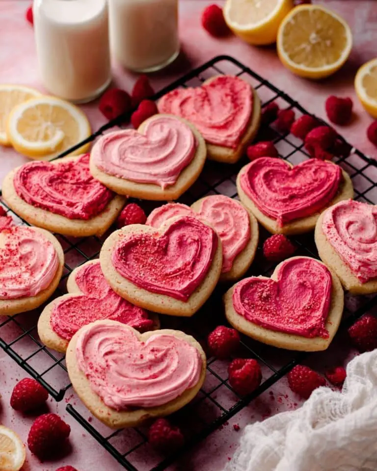 Heart Cutout Cookies with Raspberry Lemon Cream Cheese Frosting Recipe