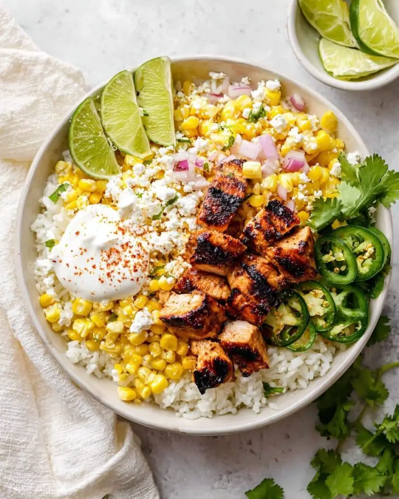 Mexican Street Corn Chicken Rice Bowl Recipe